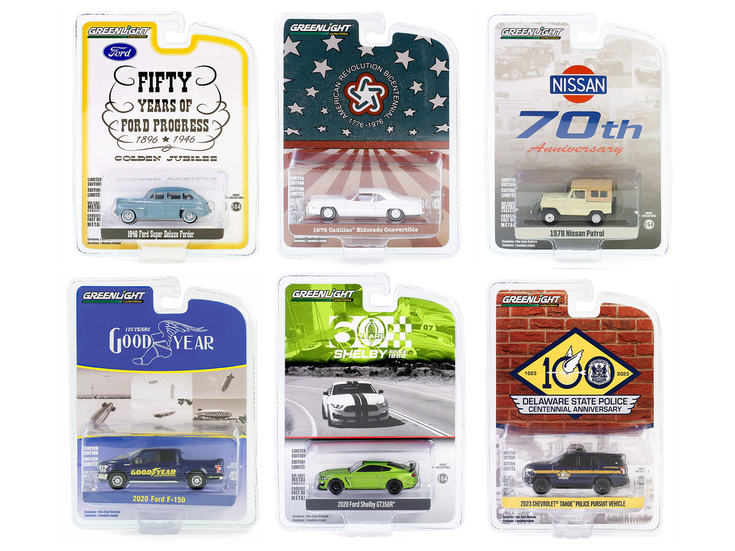 "Anniversary Collection" Set of 6 pieces Series 16 1/64 Diecast Model Cars by Greenlight