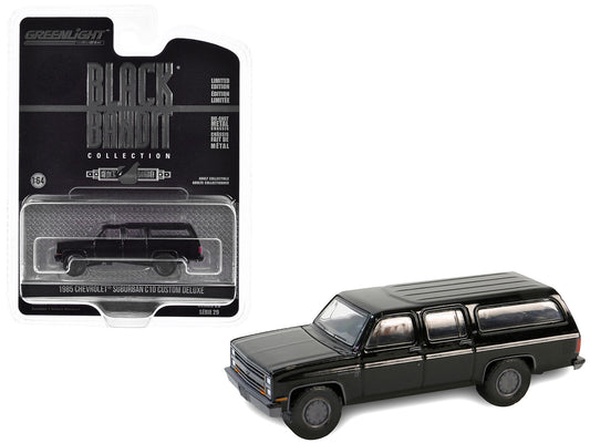 1985 Chevrolet Suburban C10 Custom Deluxe Black "Black Bandit" Series 29 1/64 Diecast Model Car by Greenlight