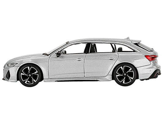 Audi RS 6 Avant Carbon Black Edition Florett Silver Metallic Limited Edition to 2400 pieces Worldwide 1/64 Diecast Model Car by True Scale Miniatures