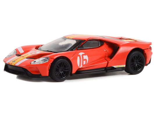 2022 Ford GT Heritage Edition #16 Alan Mann "1966 Ford AM GT-1 Prototype Tribute" Red with Stripes "Hobby Exclusive" Series 1/64 Diecast Model Car by Greenlight