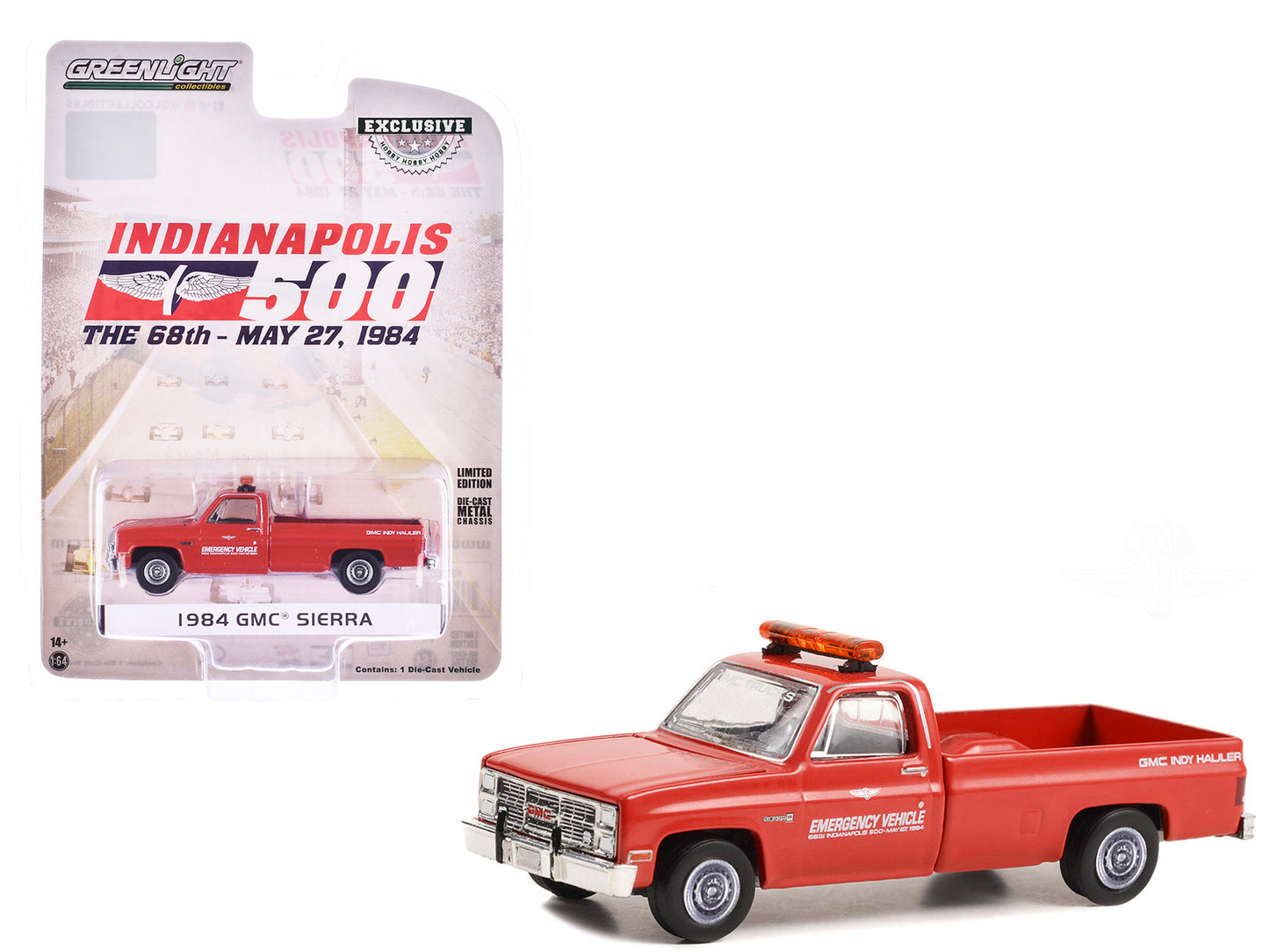 1984 GMC Sierra Pickup Truck "68th Annual Indianapolis 500 Mile Race Emergency Vehicle" Red "Hobby Exclusive" Series 1/64 Diecast Model Car by Greenlight