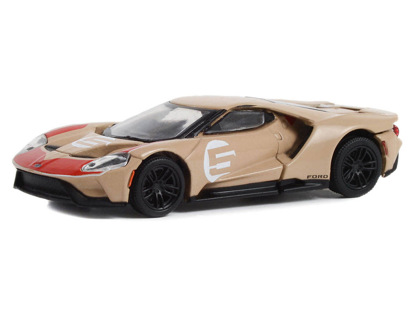 2022 Ford GT Heritage Edition #5 Holman-Moody "1966 24 Hours of Le Mans Ford 1-2-3 Sweep Tribute" Gold Metallic with Red Accents "Hobby Exclusive" Series 1/64 Diecast Model Car by Greenlight