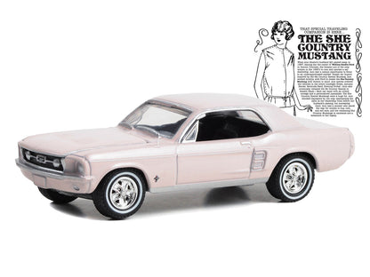 1967 Ford Mustang Coupe "She Country Special - Bill Goodro Ford Denver Colorado" Bermuda Sand "Hobby Exclusive" Series 1/64 Diecast Model Car by Greenlight