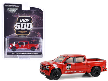 2023 Chevrolet Silverado 1500 Pickup Truck "107th Running of the Indianapolis 500 Official Truck" Red "Hobby Exclusive" Series 1/64 Diecast Model Car by Greenlight