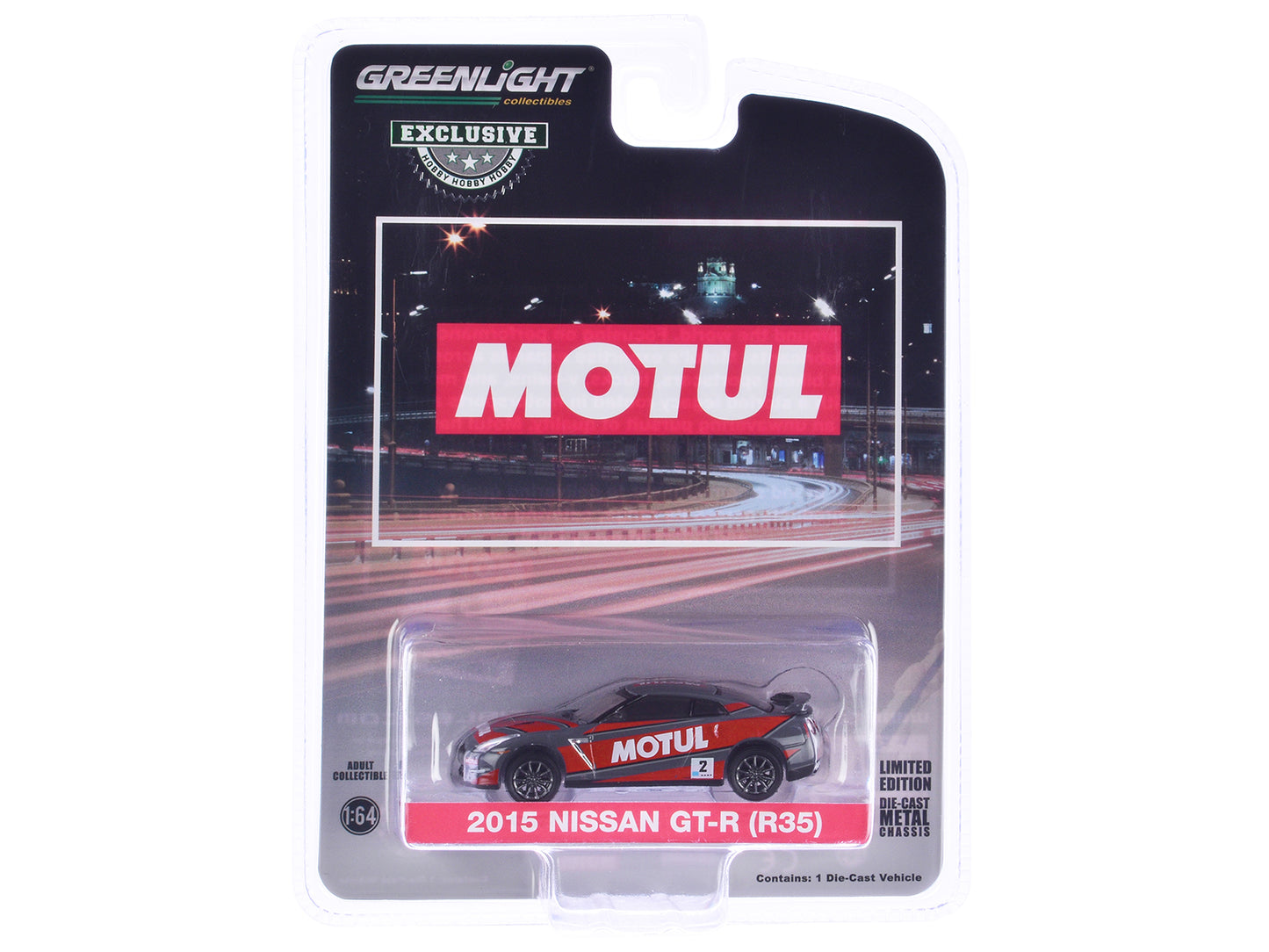 2015 Nissan GT-R (R35) #2 "MOTUL" Gray with Red Graphics "Hobby Exclusive" Series 1/64 Diecast Model Car by Greenlight