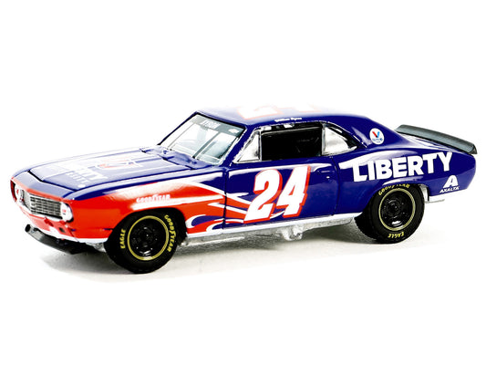 1969 Chevrolet Camaro #24 "William Byron - Hendrick Motorsports First Win Tribute" Blue with Flame Graphics "Hobby Exclusive" Series 1/64 Diecast Model Car by Greenlight