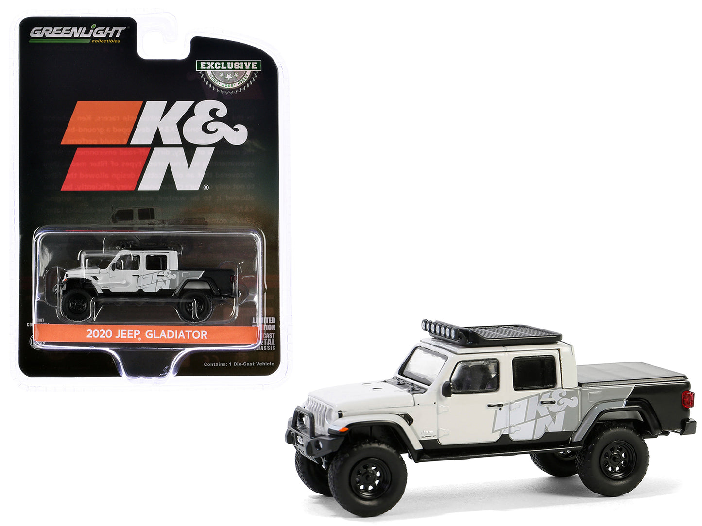 2020 Jeep Gladiator Pickup Truck "K&N Filters - 2019 SEMA Build" White and Gray "Hobby Exclusive" Series 1/64 Diecast Model Car by Greenlight