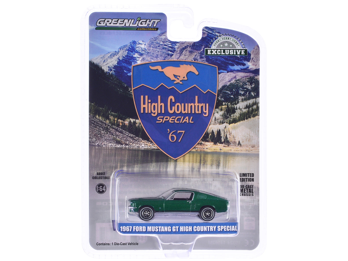 1967 Ford Mustang GT Fastback "High Country Special" Timberline Green Metallic "Hobby Exclusive" Series 1/64 Diecast Model Car by Greenlight