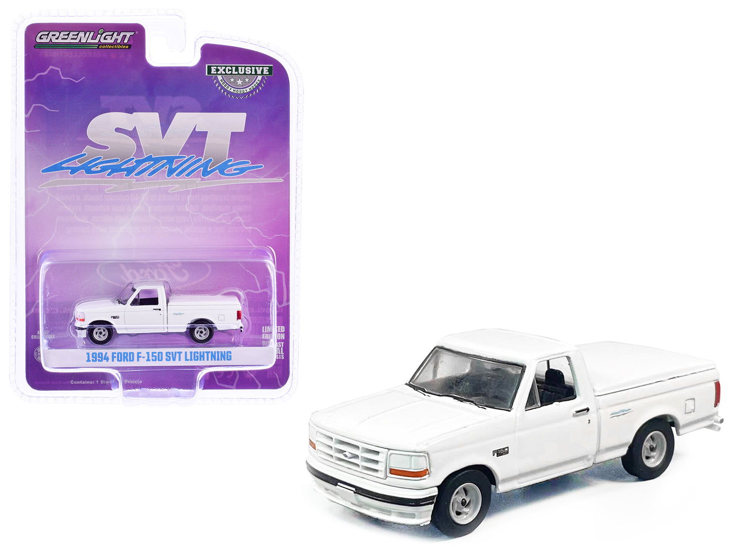 1994 Ford F-150 SVT Lightning Pickup Truck with Tonneau Bed Cover White "Hobby Exclusive" Series 1/64 Diecast Model Car by Greenlight