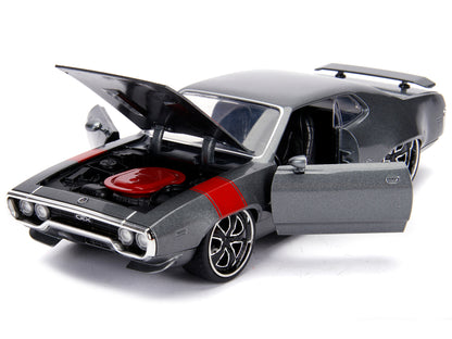 1972 Plymouth GTX 440 Metallic Gray with Red Stripe "Bigtime Muscle" 1/24 Diecast Model Car by Jada