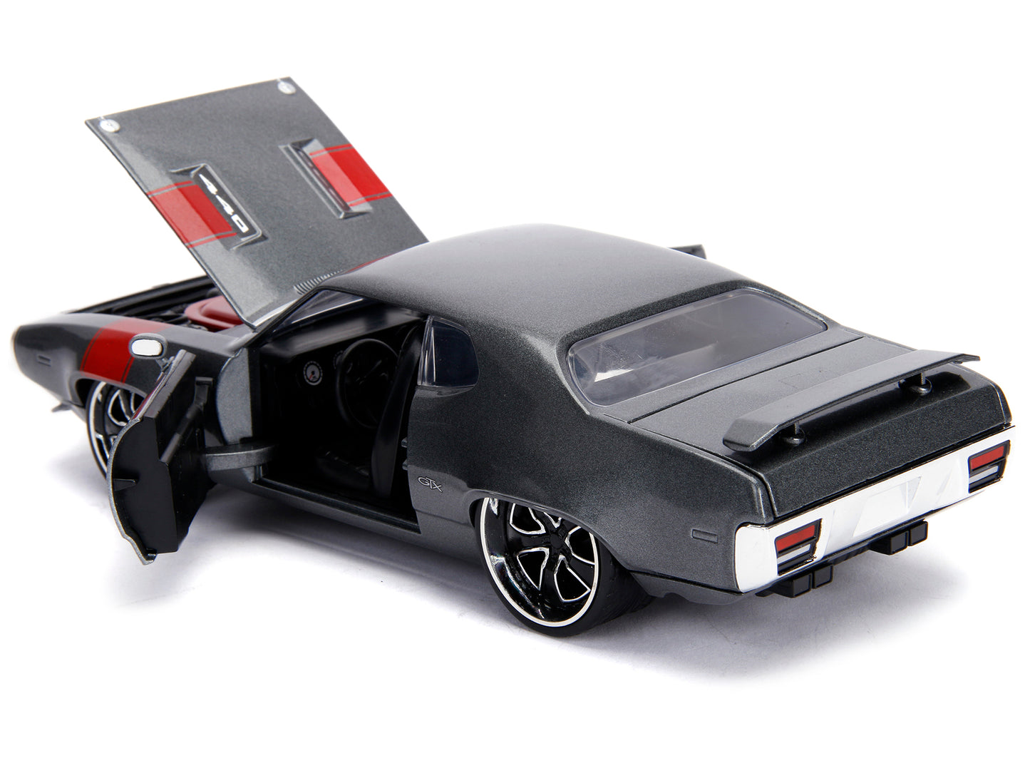 1972 Plymouth GTX 440 Metallic Gray with Red Stripe "Bigtime Muscle" 1/24 Diecast Model Car by Jada