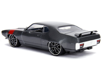 1972 Plymouth GTX 440 Metallic Gray with Red Stripe "Bigtime Muscle" 1/24 Diecast Model Car by Jada