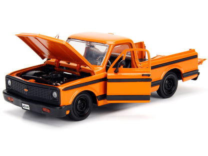 1972 Chevrolet Cheyenne Pickup Truck Orange with Black Stripes and Extra Wheels "Just Trucks" Series 1/24 Diecast Model Car by Jada