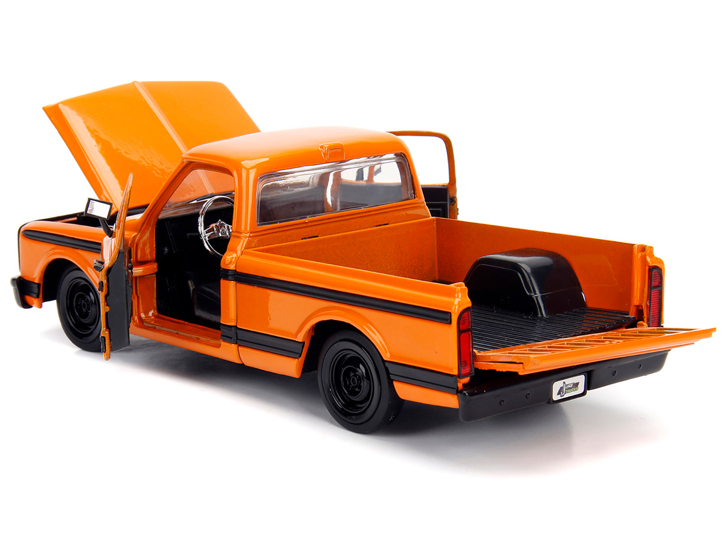 1972 Chevrolet Cheyenne Pickup Truck Orange with Black Stripes and Extra Wheels "Just Trucks" Series 1/24 Diecast Model Car by Jada