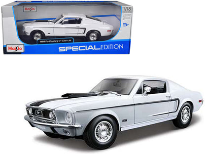 1968 Ford Mustang CJ Cobra Jet White 1/18 Diecast Model Car by Maisto