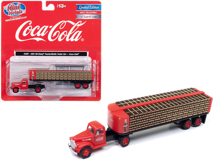 1941-1946 Chevrolet Tractor Red with Flatbed Bottle Trailer "Coca-Cola" "Mini Metals" Series 1/87 (HO) Scale Model Car by Classic Metal Works