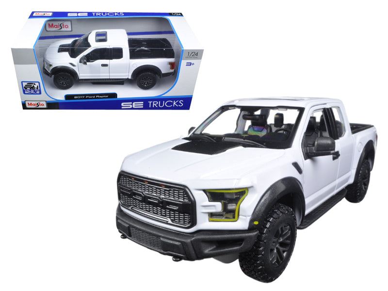 2017 Ford Raptor Pickup Truck White 1/24 Diecast Model Car by Maisto