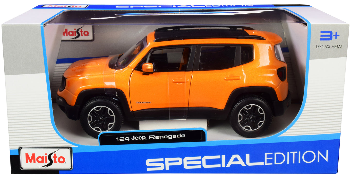 Jeep Renegade Orange Metallic with Black Top "Special Edition" 1/24 Diecast Model Car by Maisto