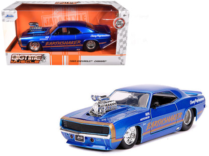 1969 Chevrolet Camaro "Earthshaker" Candy Blue with Gold Stripe "Bigtime Muscle" 1/24 Diecast Model Car by Jada