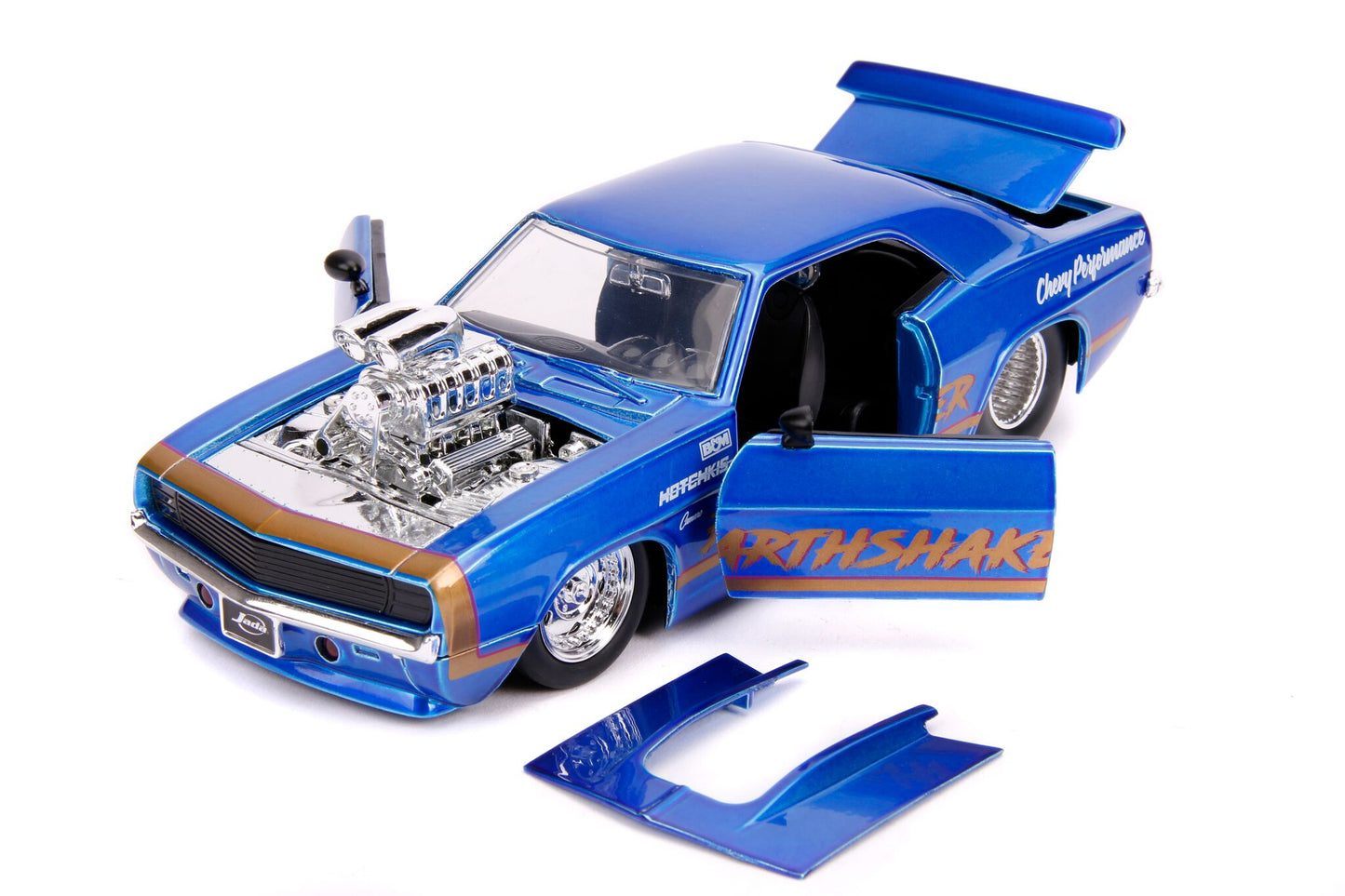 1969 Chevrolet Camaro "Earthshaker" Candy Blue with Gold Stripe "Bigtime Muscle" 1/24 Diecast Model Car by Jada