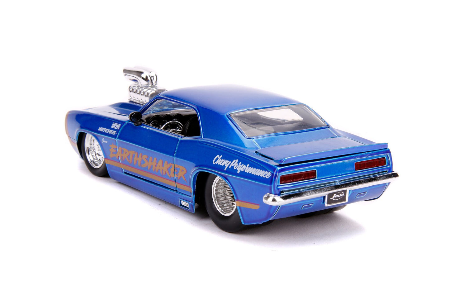 1969 Chevrolet Camaro "Earthshaker" Candy Blue with Gold Stripe "Bigtime Muscle" 1/24 Diecast Model Car by Jada