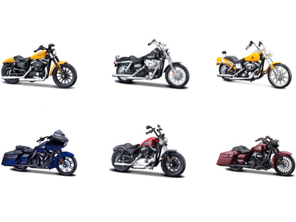 Harley-Davidson Motorcycles 6 piece Set Series 39 1/18 Diecast Models by Maisto