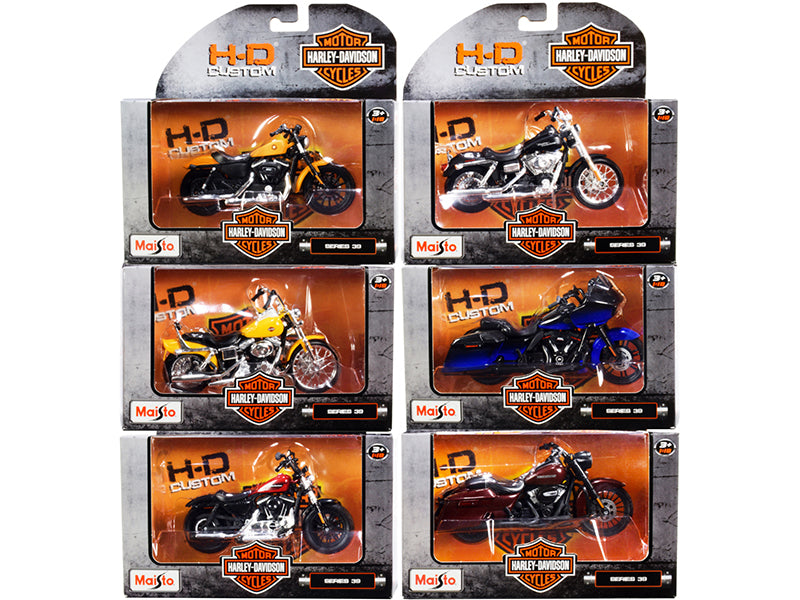 Harley-Davidson Motorcycles 6 piece Set Series 39 1/18 Diecast Models by Maisto