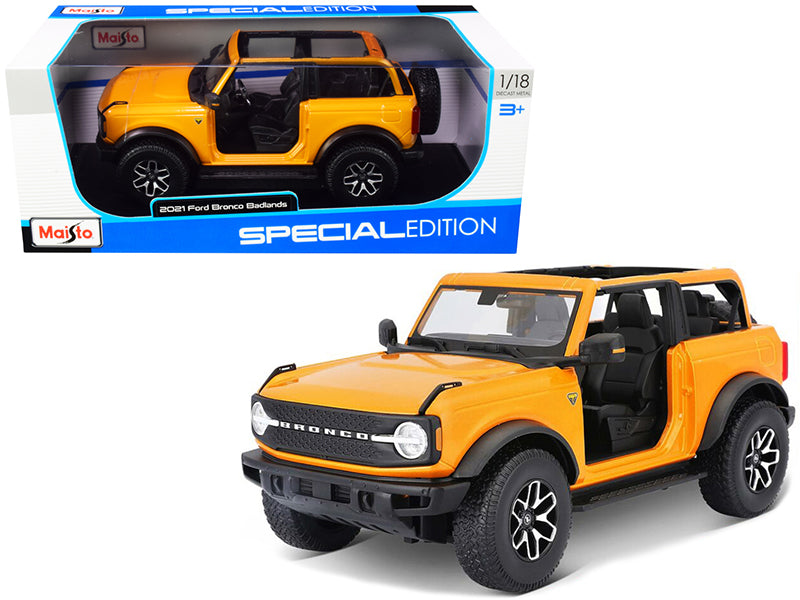 2021 Ford Bronco Badlands Orange Metallic "Special Edition" 1/18 Diecast Model Car by Maisto