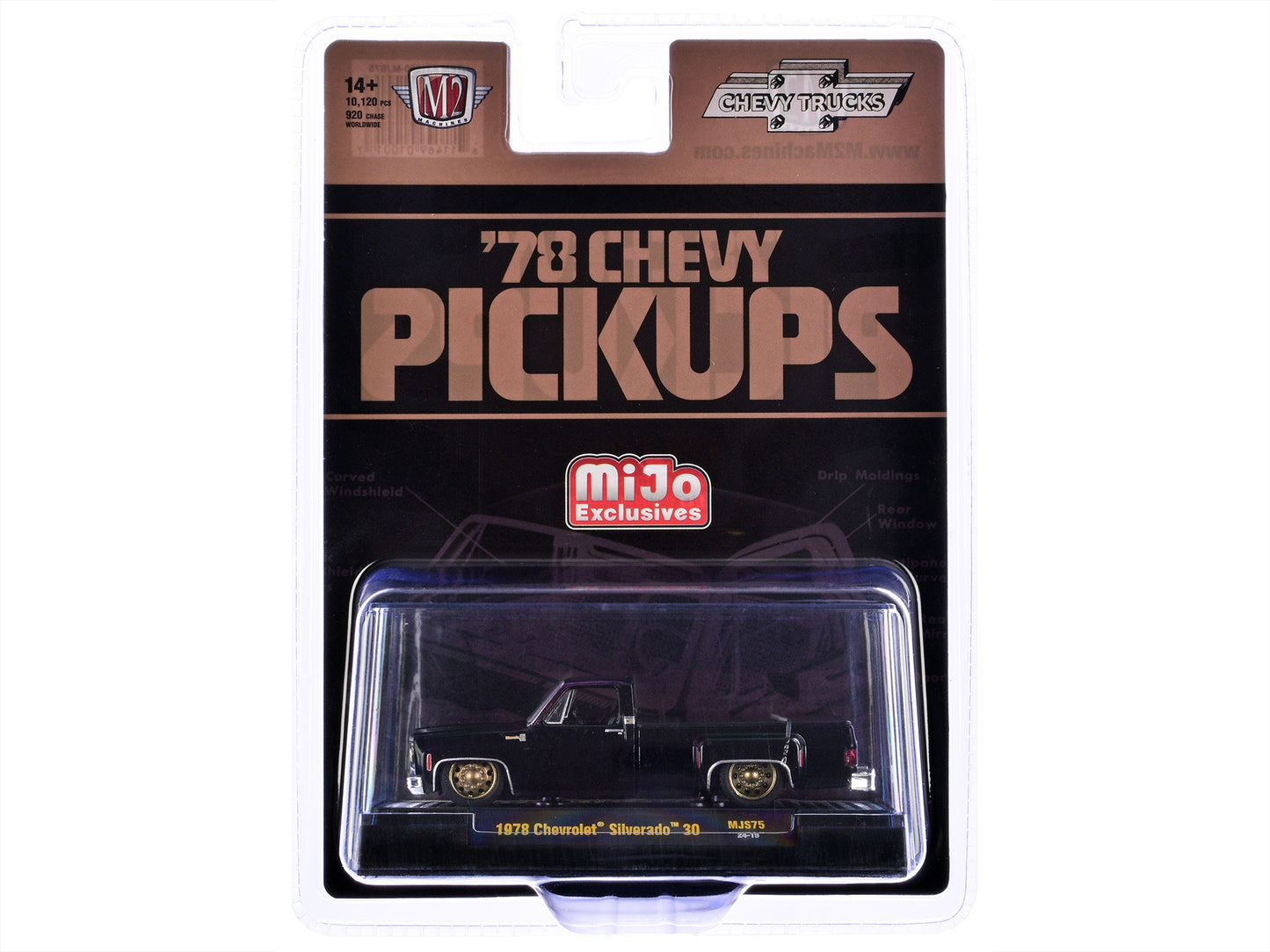 1978 Chevrolet Silverado 30 Pickup Truck Black Limited Edition to 10120 pieces Worldwide 1/64 Diecast Model Car by M2 Machines