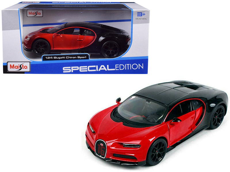 Bugatti Chiron Sport "16" Red and Black "Special Edition" 1/24 Diecast Model Car by Maisto