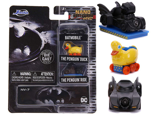 "Batman" 3 piece Set "Nano Hollywood Rides" Diecast Model Cars by Jada