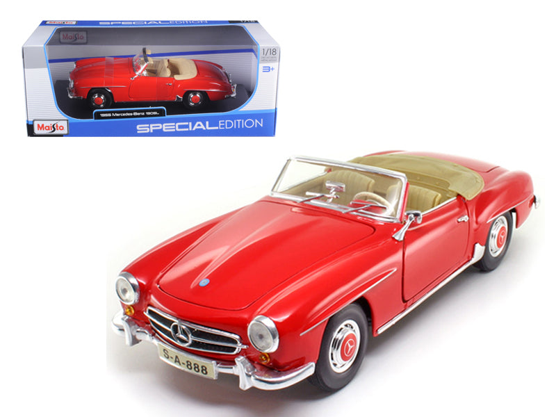 1955 Mercedes Benz 190 SL Red 1/18 Diecast Model Car  by Maisto