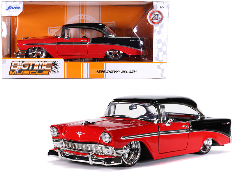 1956 Chevrolet Bel Air Red and Black "Bigtime Muscle" 1/24 Diecast Model Car by Jada