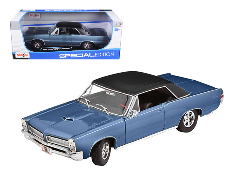 1965 Pontiac GTO Hurst Blue with Black Top 1/18 Diecast Model Car by Maisto