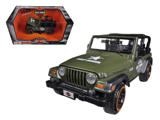 Jeep Wrangler Rubicon Harley Davidson Green 1/27 Diecast Model by Maisto