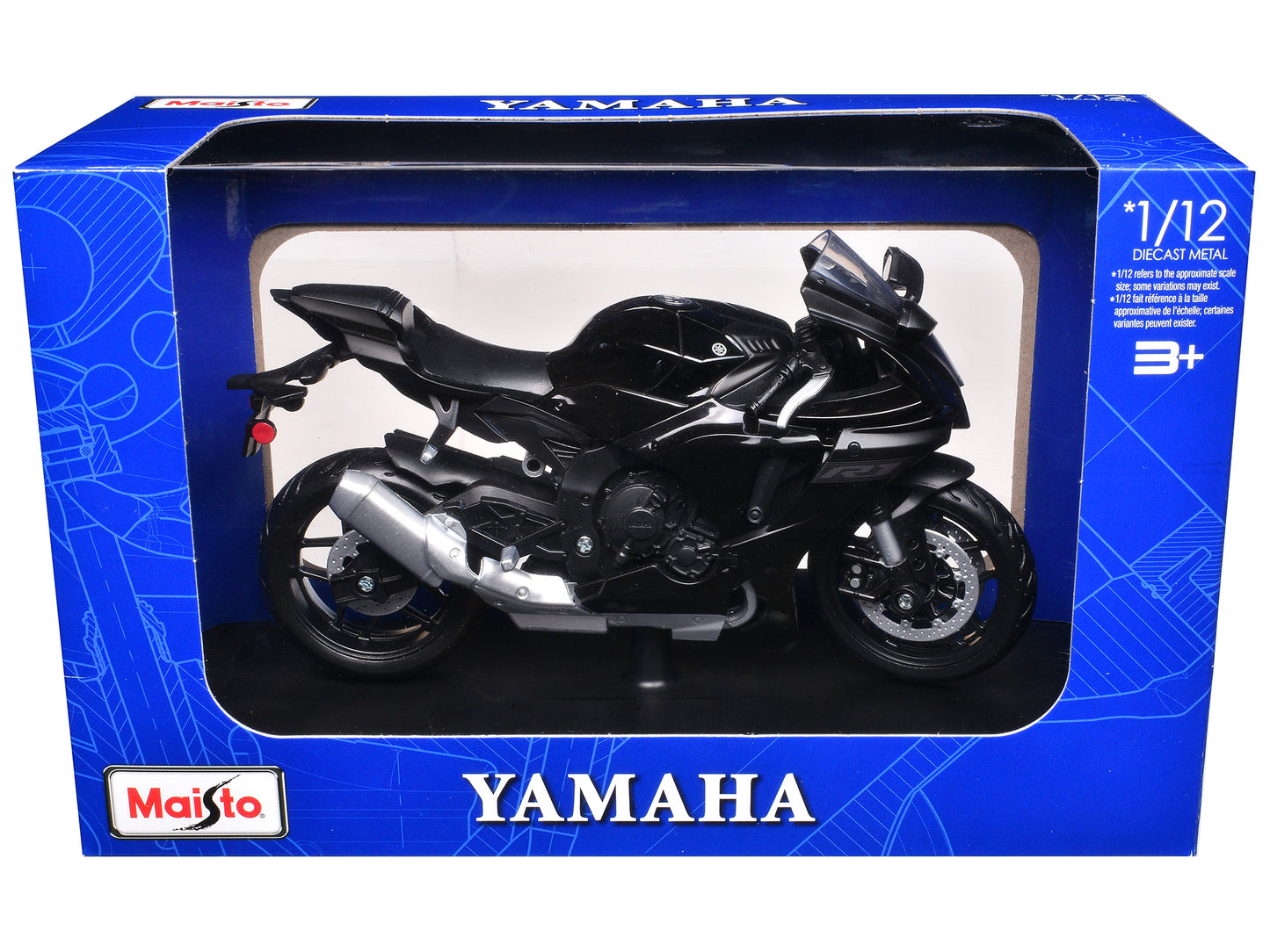 Yamaha YZF-R1 Black 1/12 Diecast Motorcycle Model by Maisto