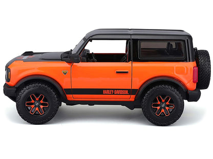 2021 Ford Bronco Badlands Orange and Black "Harley Davidson" "H-D Custom" Series 1/24 Diecast Model Car by Maisto