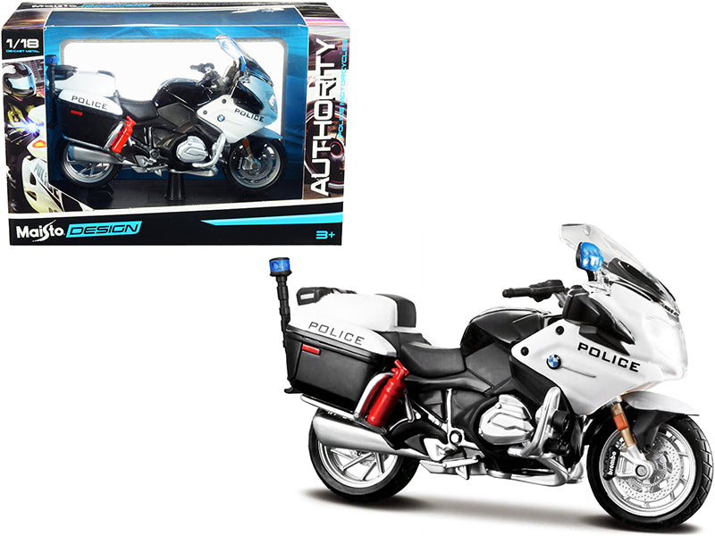 BMW R1200RT "U.S. Police" White "Authority Police Motorcycles" Series with Plastic Display Stand 1/18 Diecast Motorcycle Model by Maisto