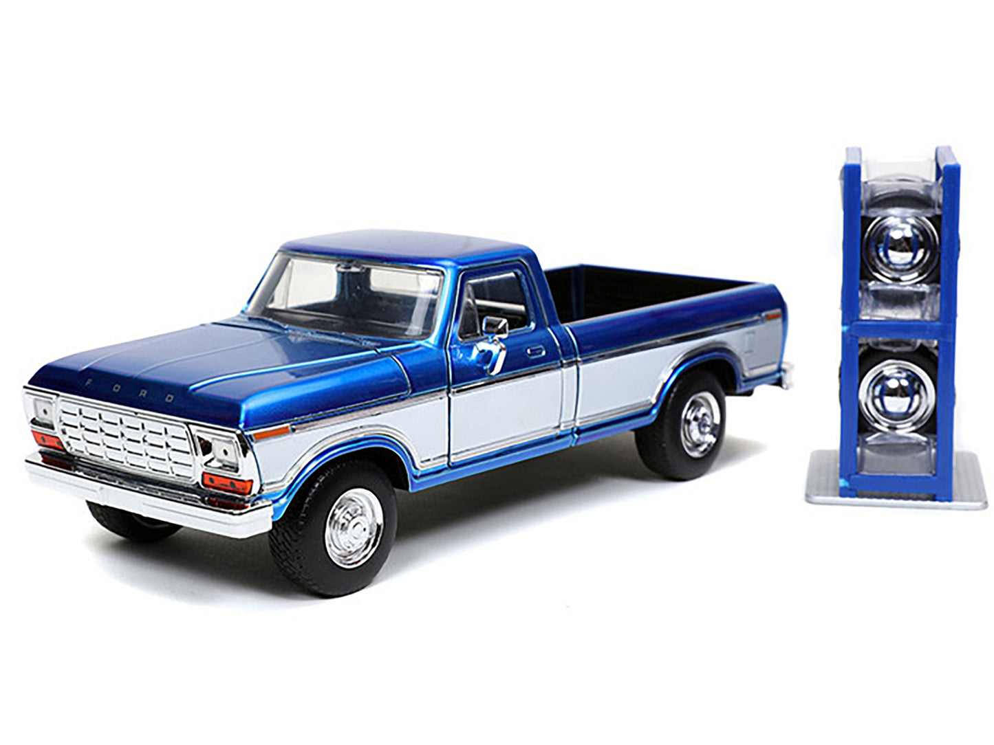 1979 Ford F-150 Custom Pickup Truck Candy Blue and White with Extra Wheels "Just Trucks" Series 1/24 Diecast Model Car by Jada