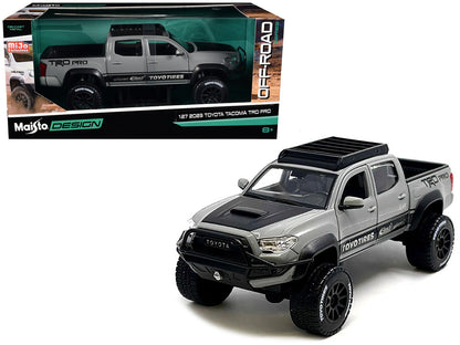 2023 Toyota Tacoma TRD PRO Off Road Pickup Truck Cement Gray with Black Hood and Roofrack "Maisto Design" Series 1/27 Diecast Model Car by Maisto