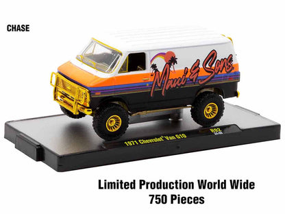 "Auto-Thentics" 6 piece Set Release 92 IN DISPLAY CASES Limited Edition 1/64 Diecast Model Cars by M2 Machines