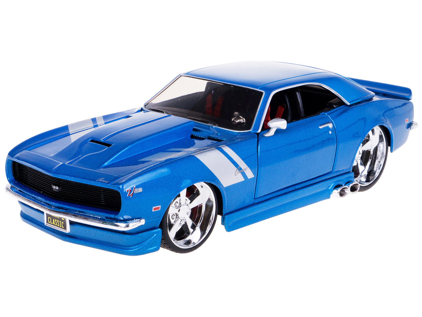 1968 Chevrolet Camaro Z/28 Blue Metallic with Silver Stripes "Classic Muscle" Series 1/24 Diecast Model Car by Maisto