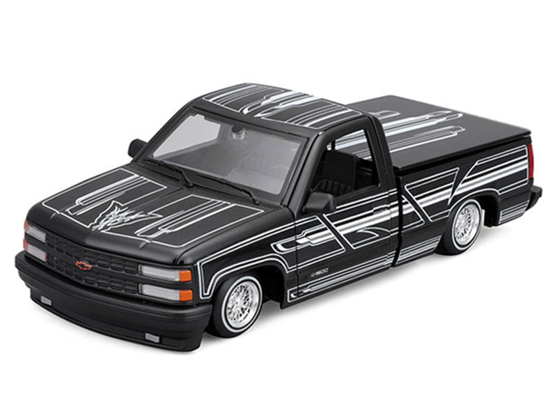 1993 Chevrolet 454 SS Pickup Truck Black with Graphics "Lowriders" "Maisto Design" Series 1/24 Diecast Model Car by Maisto