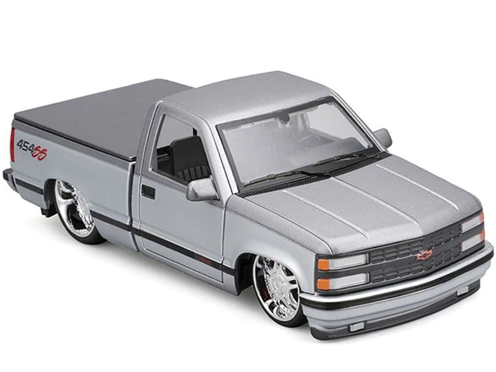 1993 Chevrolet 454 SS Pickup Truck Silver Metallic and Gray "Lowriders" "Maisto Design" Series 1/24 Diecast Model Car by Maisto