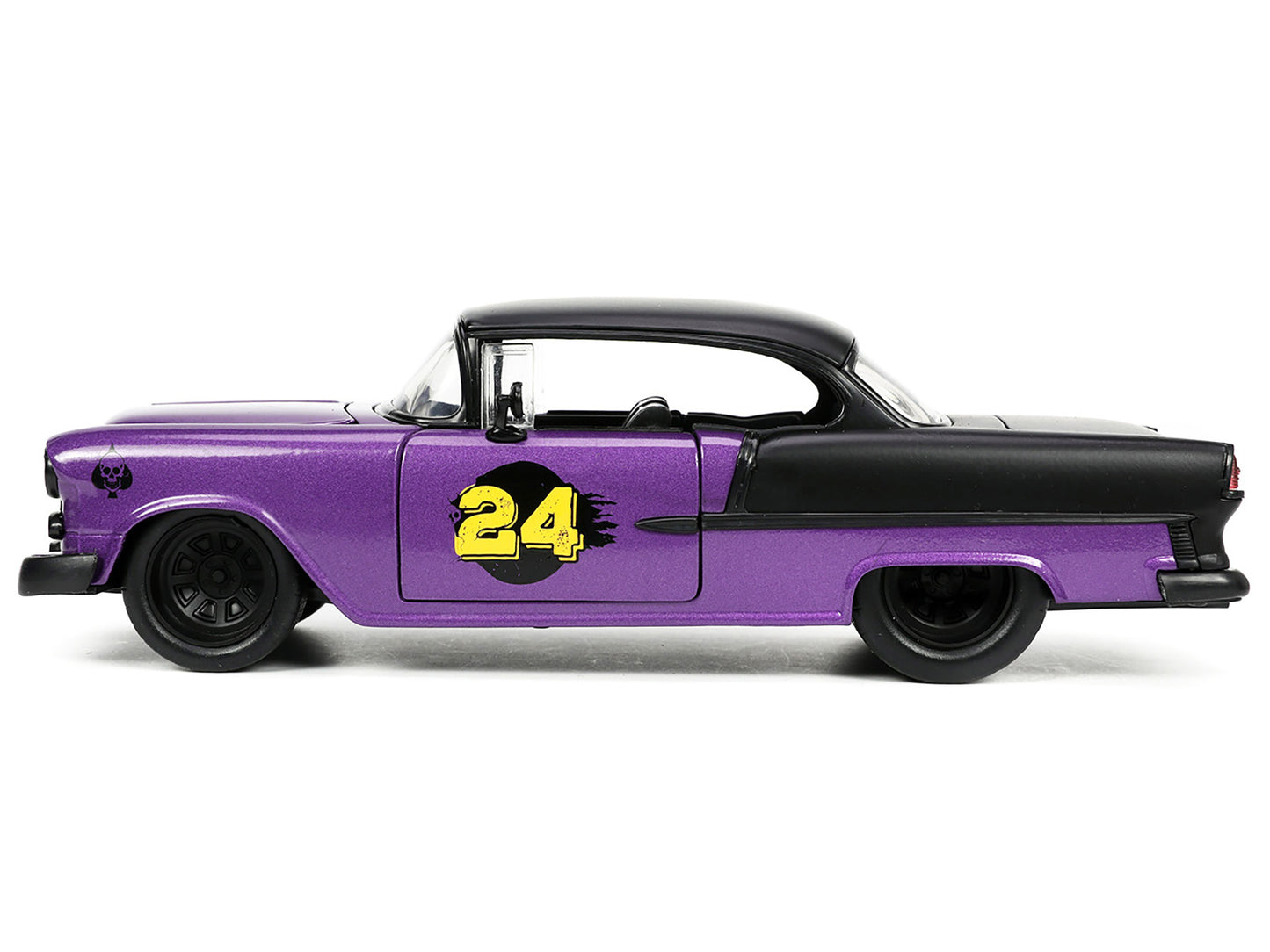 1955 Chevrolet Bel Air #24 Purple Metallic and Matt Black "Bigtime Muscle" Series 1/24 Diecast Model Car by Jada