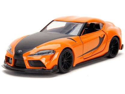 Han's Mazda RX-7 Orange Metallic and Matt Black and Toyota GR Supra Orange Metallic with Black Hood Set of 2 pieces "Fast & Furious" Series 1/32 Diecast Model Cars by Jada