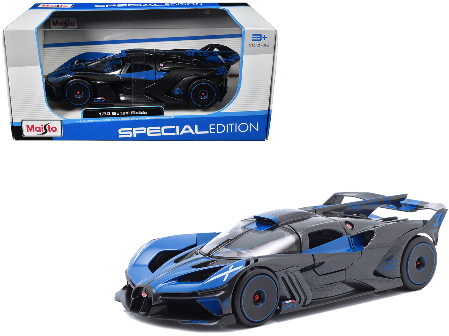 Bugatti Bolide Blue and Black Metallic "Special Edition" Series 1/24 Diecast Model Car by Maisto