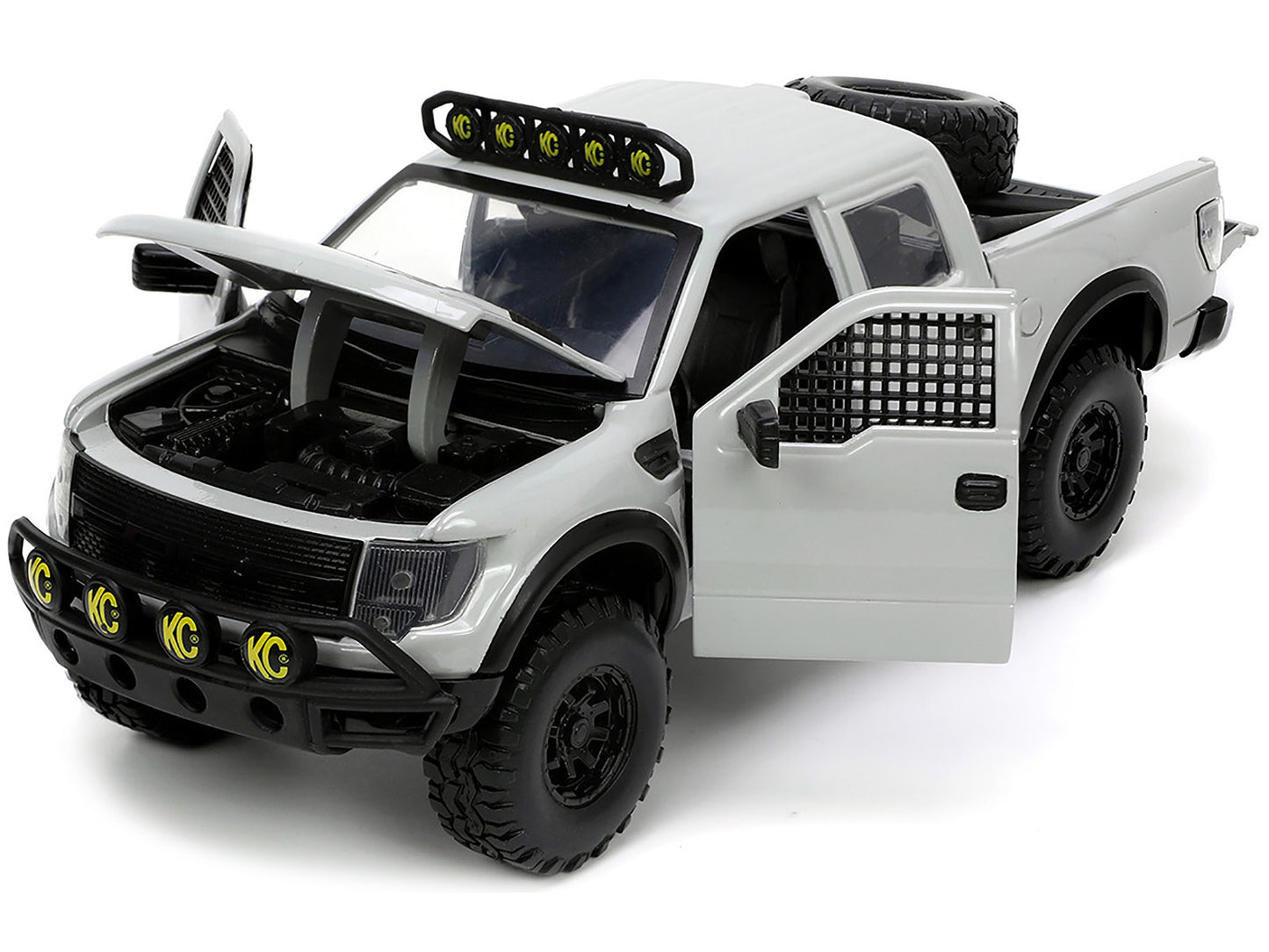 2011 Ford F-150 SVT Raptor Pickup Truck Light Gray with Extra Wheels "Just Trucks" Series 1/24 Diecast Model Car by Jada