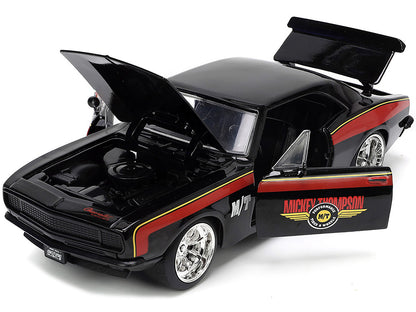 1967 Chevrolet Camaro "Mickey Thompson" Black with Red and Yellow Stripes "Bigtime Muscle" Series 1/24 Diecast Model Car by Jada