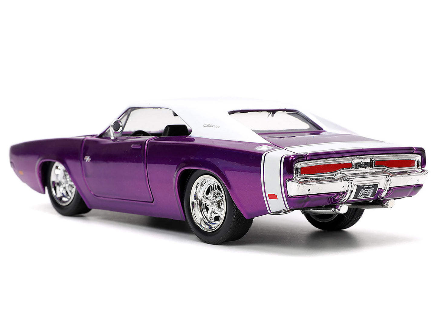 1970 Dodge Charger R/T Purple Metallic with White Top and Tail Stripe "Bigtime Muscle" Series 1/24 Diecast Model Car by Jada